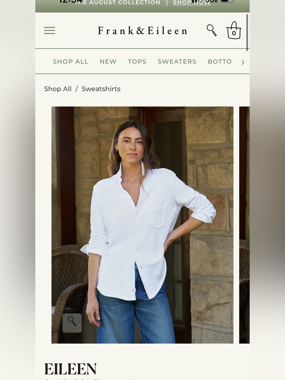 Frank & Eileen EILEEN TRIPLE FLEECE White Relaxed Button-Down Shirt M